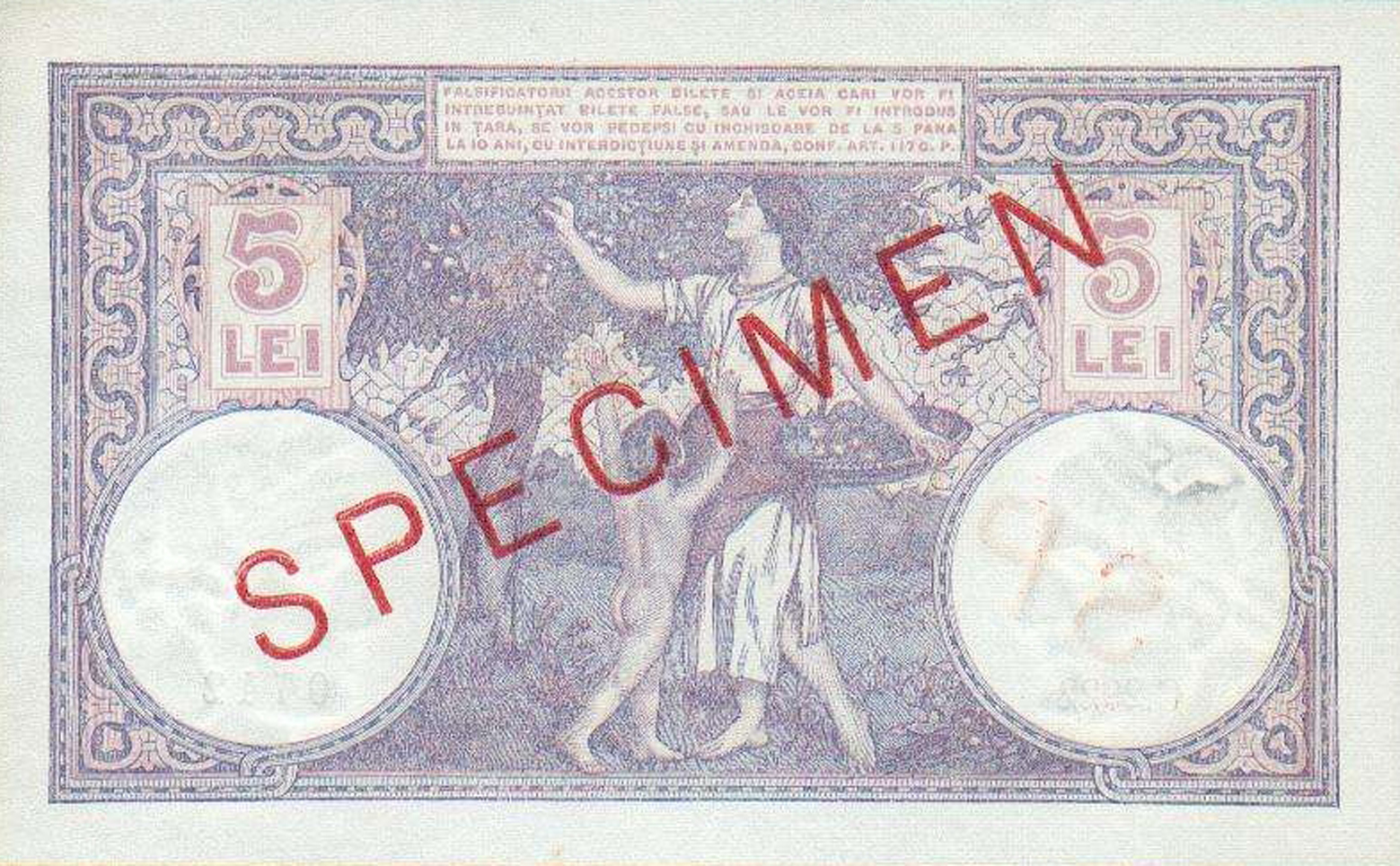  Diagonal red SPECIMEN ovpt front/back; normal s/n 