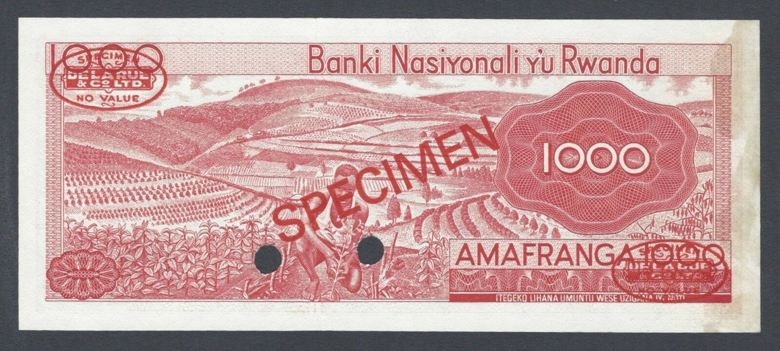  Diagonal red SPECIMEN and DLR oval ovpts; horizontal red SPECIMEN NO # ovpt lower left; all-zero s/n 