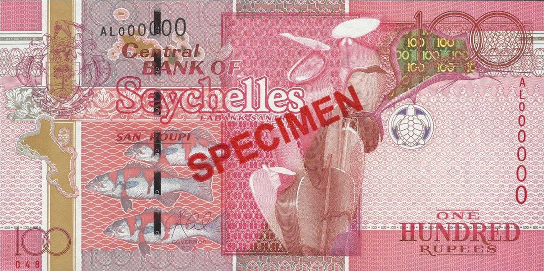  Diagonal red SPECIMEN ovpt front/back; horizontal red # ovpt lower left front; all-zero s/n 