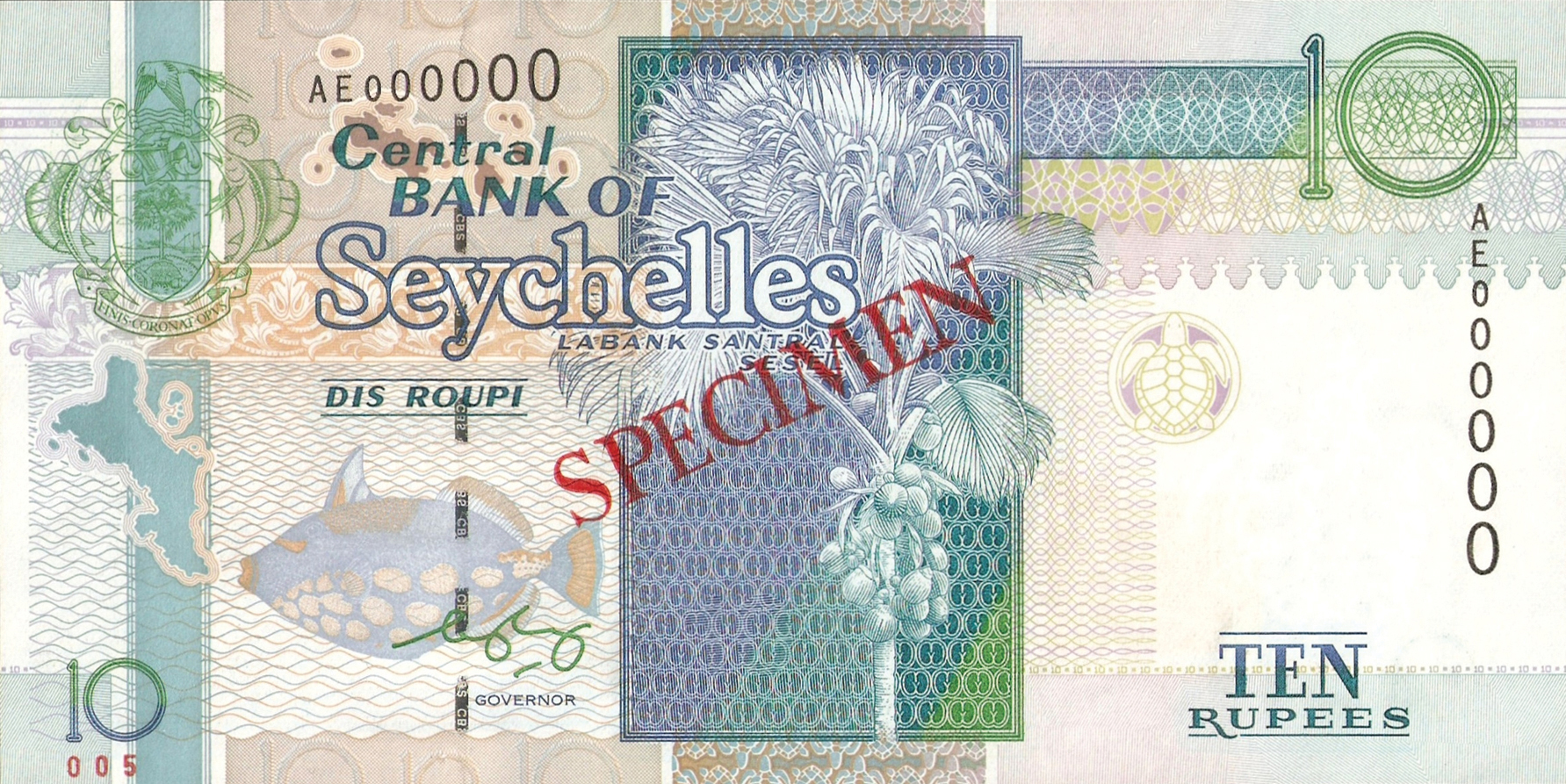  Diagonal red SPECIMEN ovpt; horizontal red # ovpt lower left front; all-zero s/n 