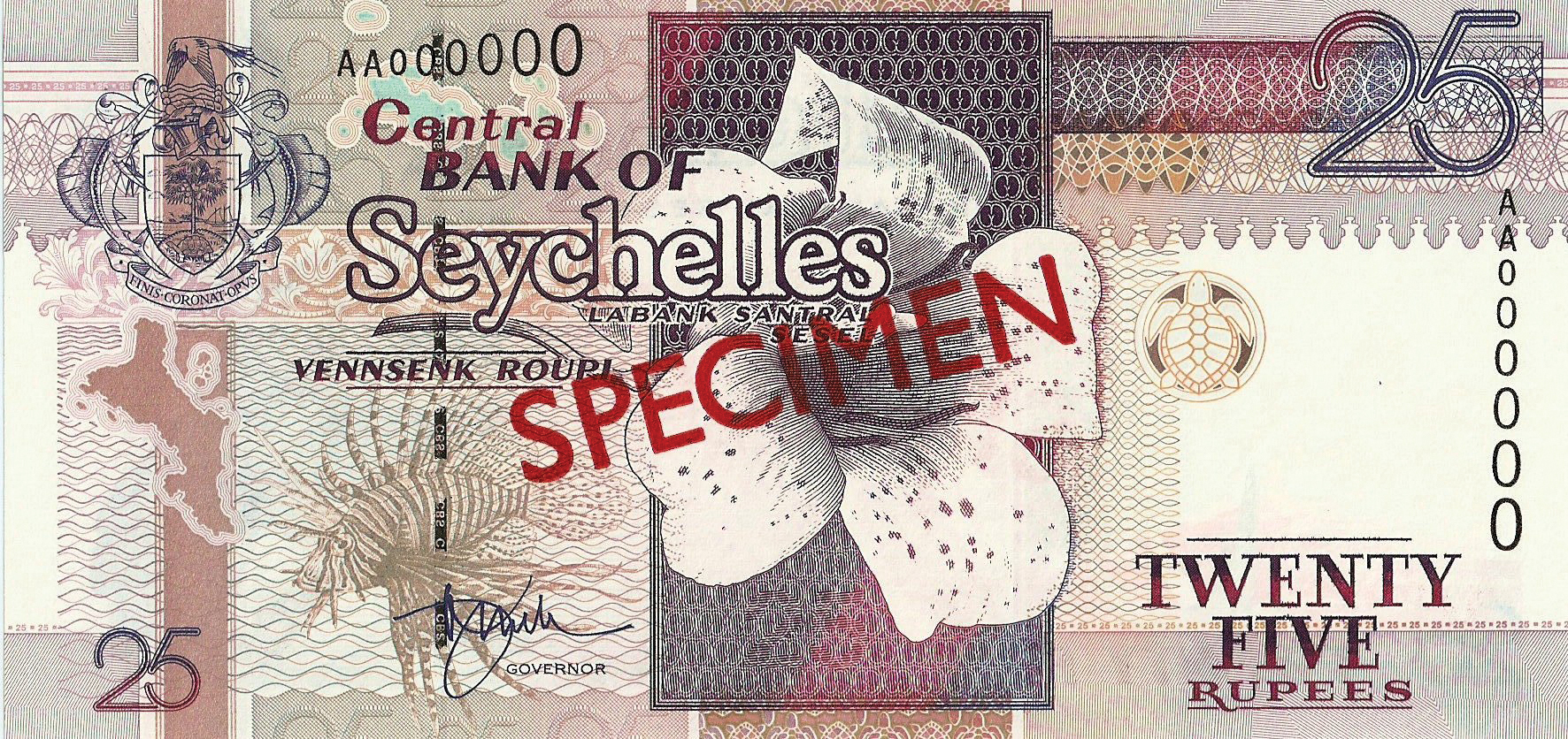  Diagonal red SPECIMEN ovpt front/back; all-zero s/n 