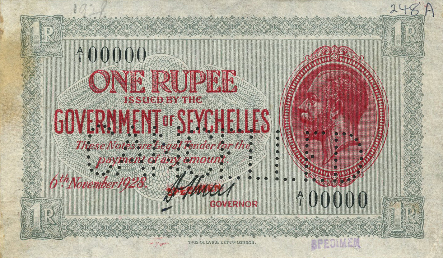  Horizontal purple SPECIMEN ovpt; horizontal CANCELLED perf; all-zero s/n 