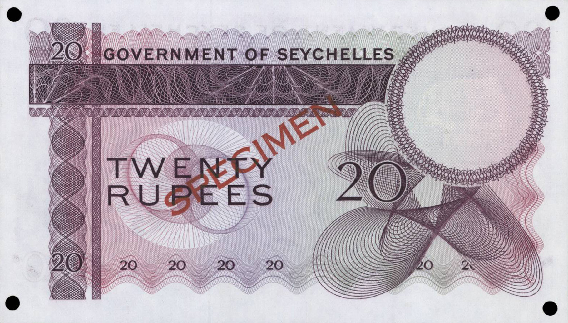  Diagonal red SPECIMEN ovpt front/back; all-zero s/n 