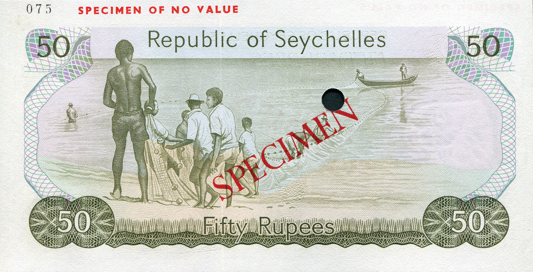  Diagonal red SPECIMEN ovpt front/back; horizontal red SPECIMEN OF NO VALUE ovpt upper left front/back; horizontal black # ovpt upper left back; all-zero s/n 