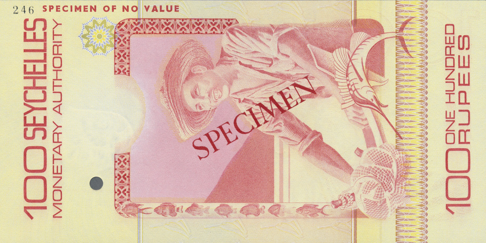  Diagonal red SPECIMEN ovpt front/back; horizontal red SPECIMEN OF NO VALUE ovpt upper left front/back; no sig ; no s/n 