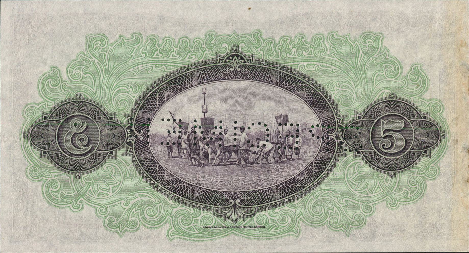 5.11.1932 Horizontal SPECIMEN perf; dated 5th November 1932; no sig ; all-zero s/n 