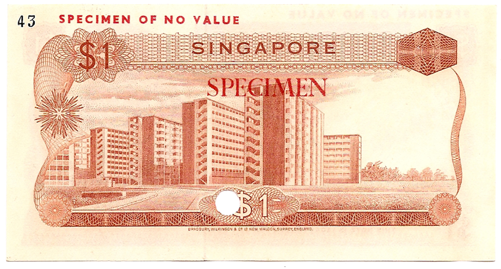  Brown; no sig ; horizontal red SPECIMEN OF NO VALUE ovpt upper left front/back; no s/n 