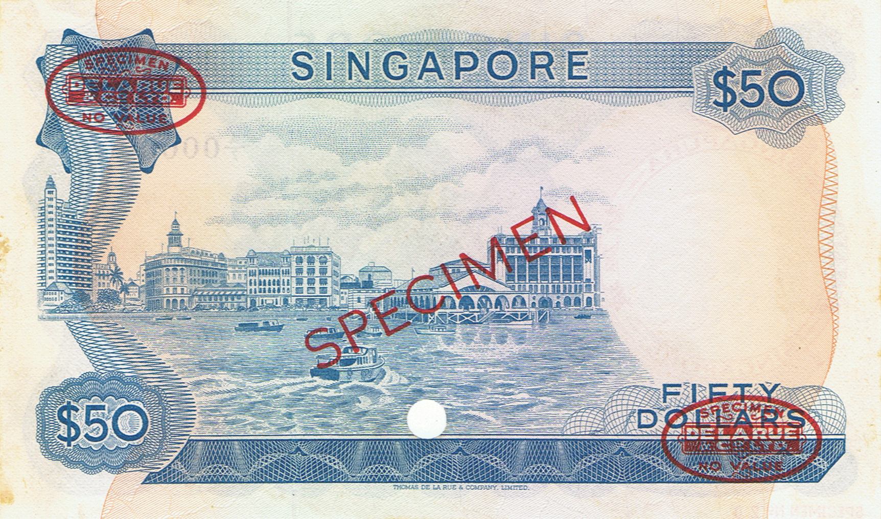  Diagonal red SPECIMEN and DLR oval ovpts front/back; horizontal red SPECIMEN NO # ovpt lower left front; all-zero s/n 