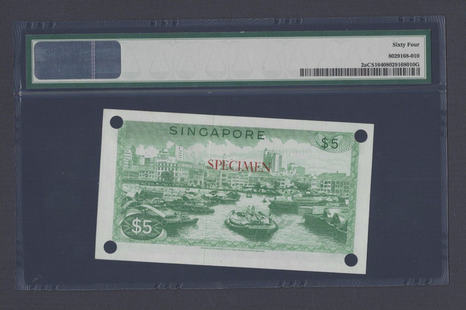  Horizontal red SPECIMEN ovpt front/back; all-zero s/n 