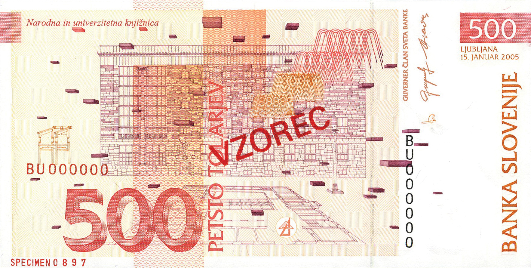  Diagonal red SPECIMEN ovpt front; diagonal red VZOREC ovpt back; horizontal red SPECIMEN # ovpt lower left back 