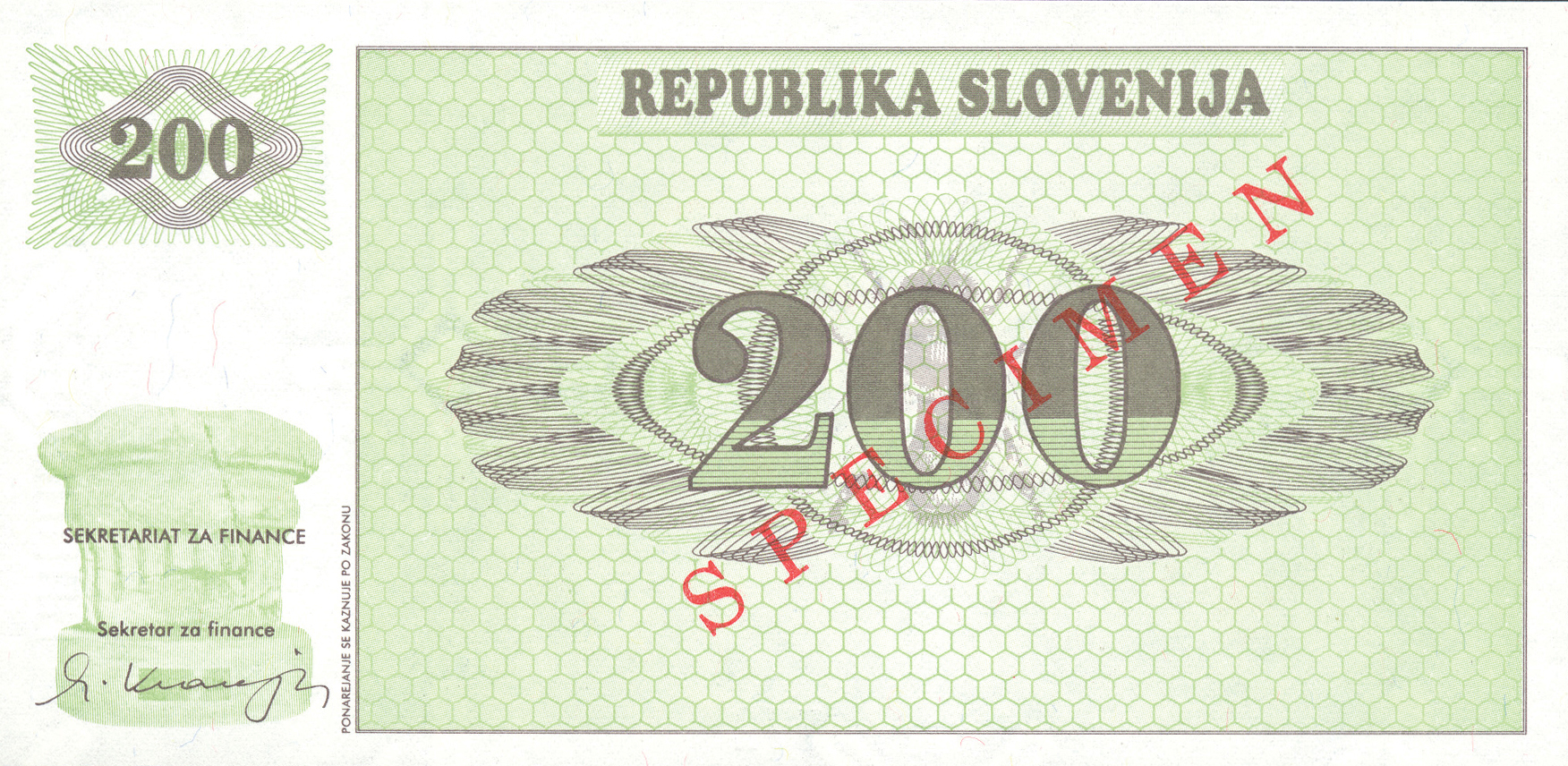  Diagonal red SPECIMEN ovpt front/back; horizontal black * # ovpt lower center front 