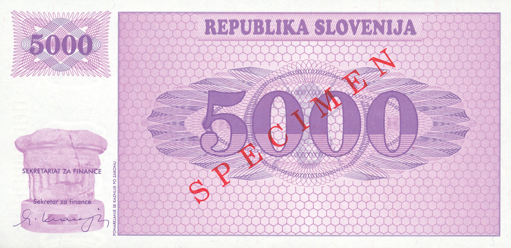  Diagonal red SPECIMEN ovpt front/back; horizontal black * # ovpt lower center front 