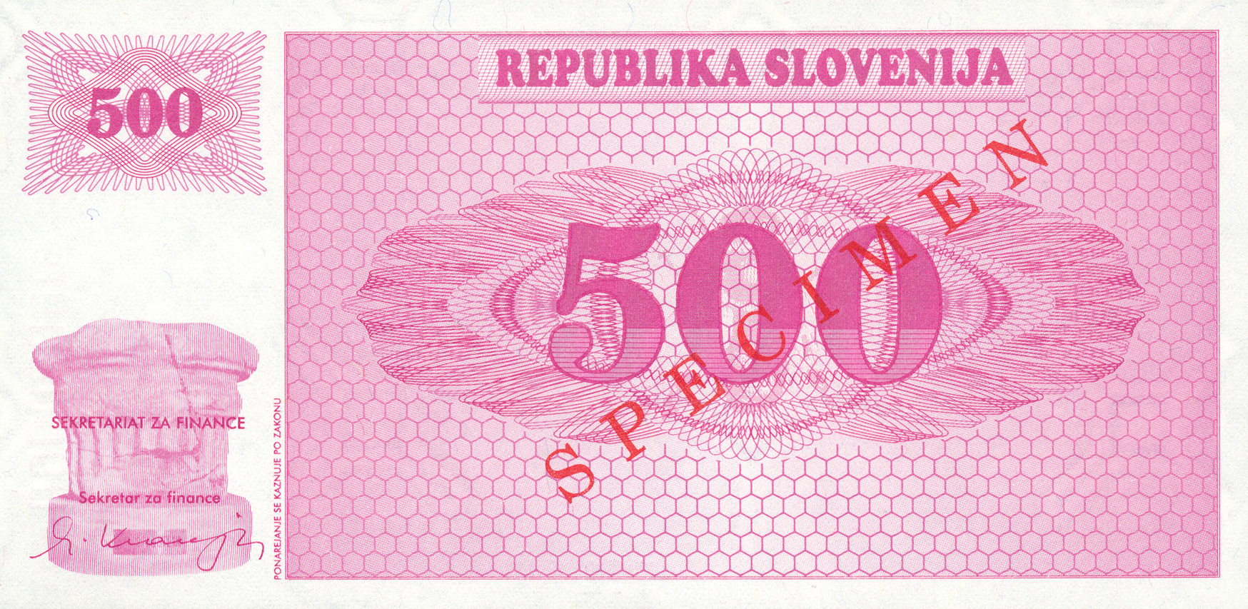  Diagonal red SPECIMEN ovpt front/back; horizontal black * # ovpt lower center front 