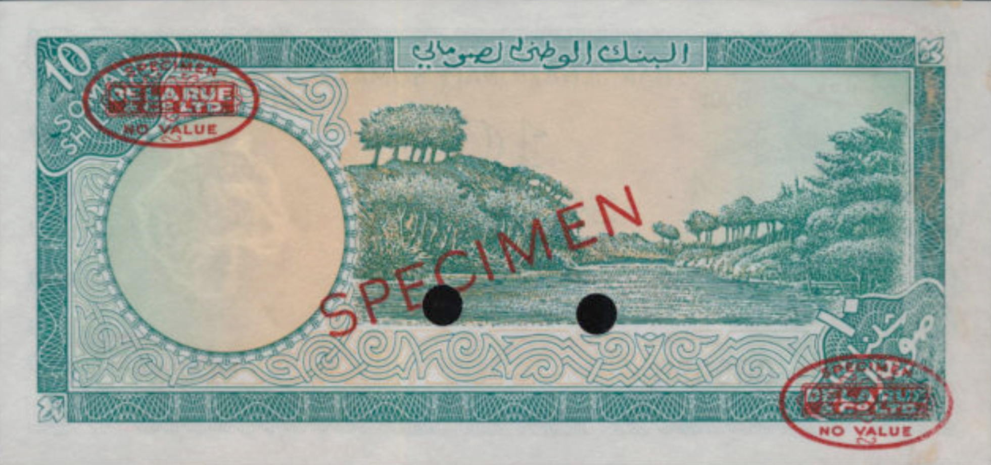  Diagonal red SPECIMEN and DLR oval ovpts front/back; horizontal red SPECIMEN NO # ovpt lower left front; all-zero s/n 