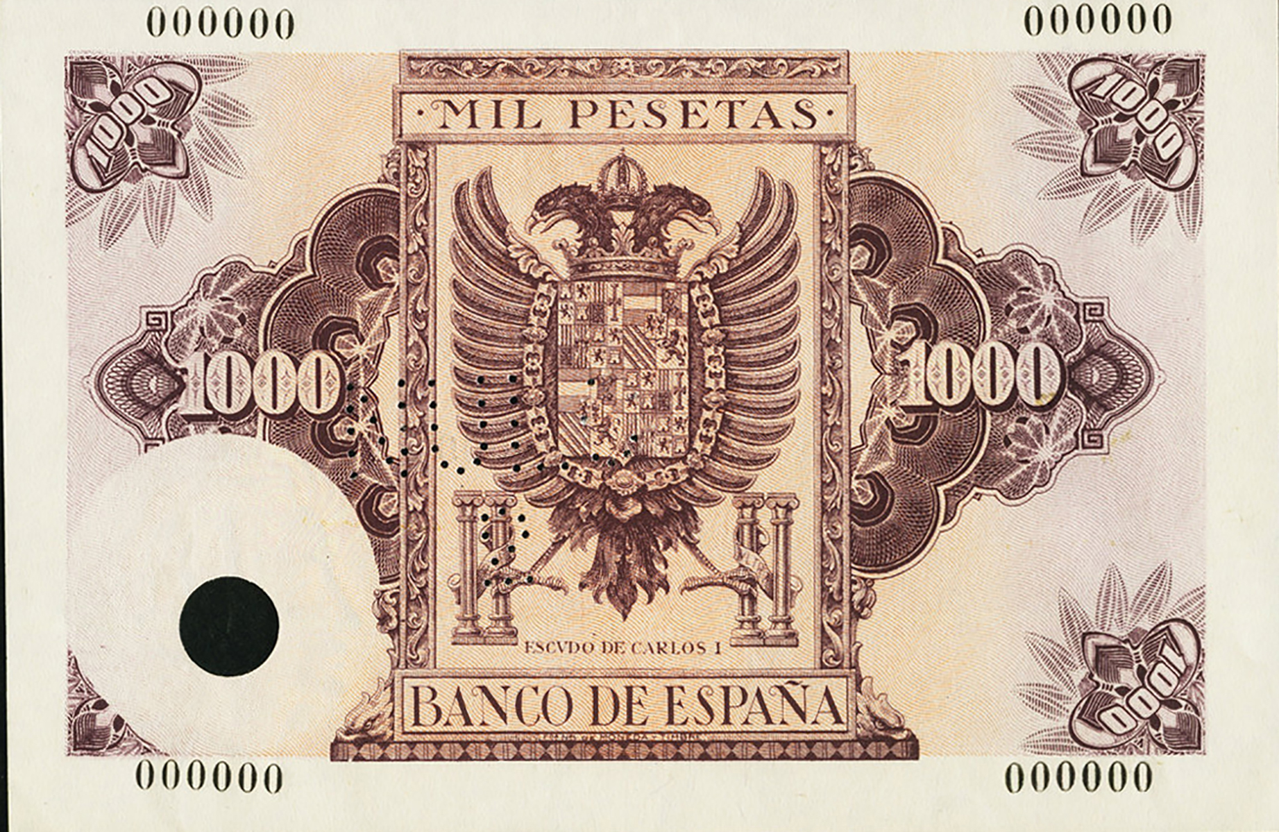  Indecipherable perf; no Cajero sig; all-zero s/n 