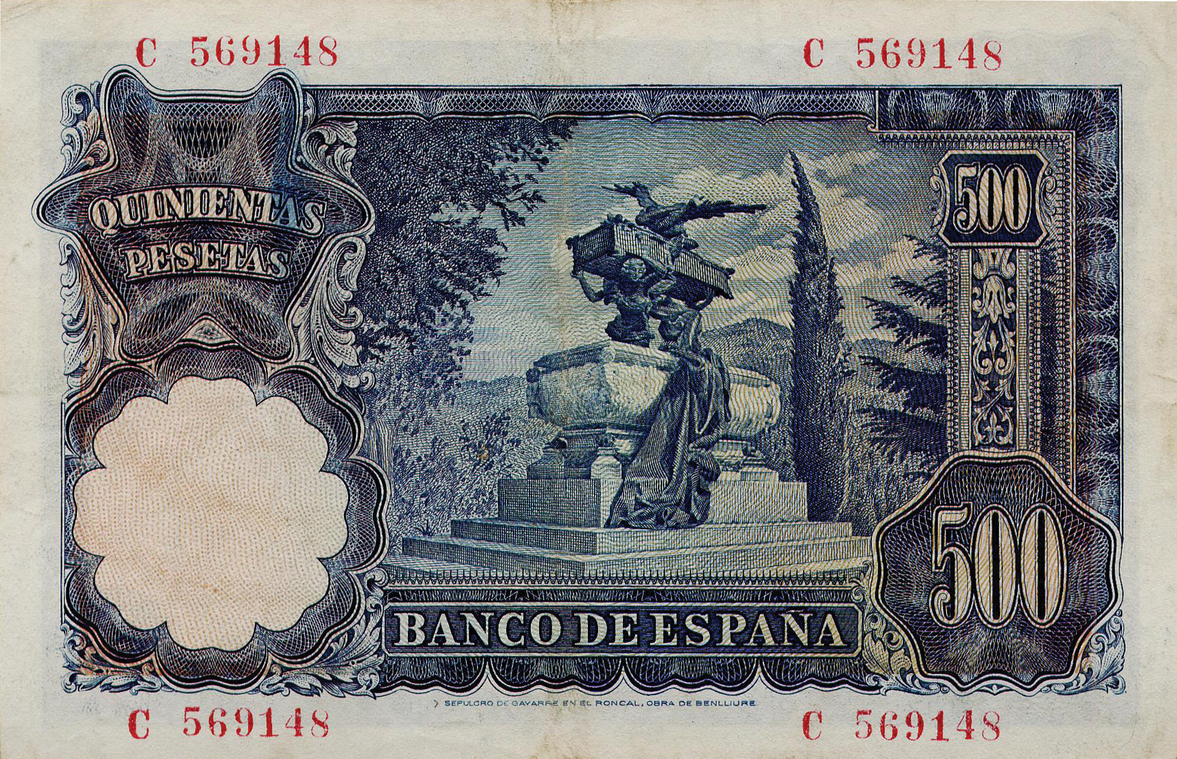  15 DE NOVIEMBRE DE 1951 Sig 36: Benjumea/Martín/Serrano Prefix none, A - C 32,934,000 notes Intro: 16 09 1952 
