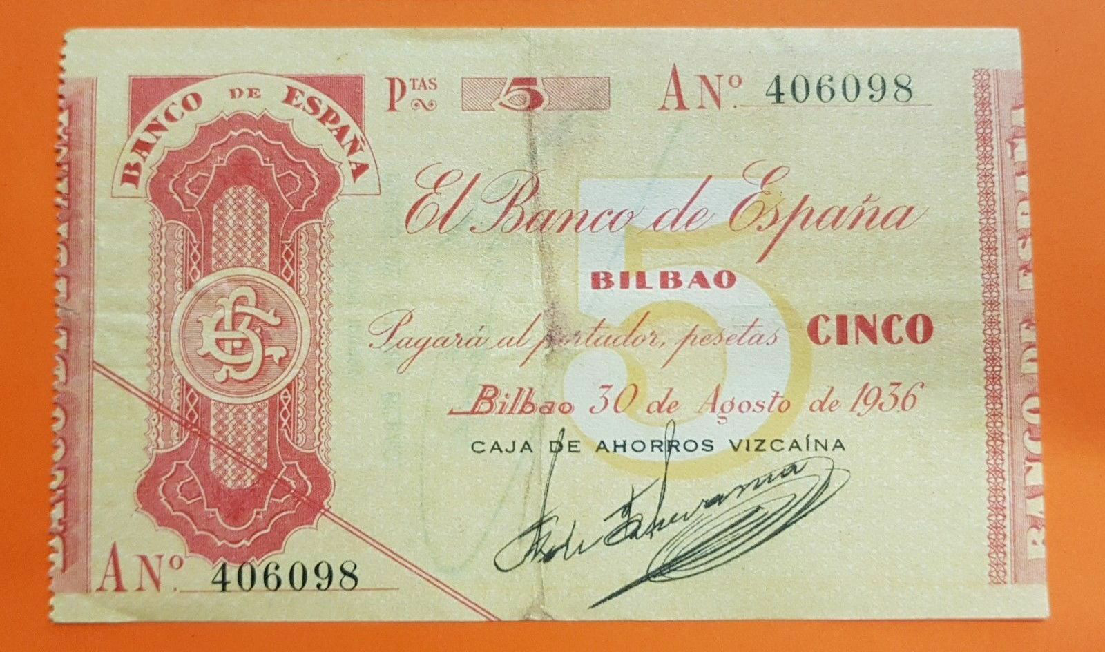  Caja de Ahorros Vizcaina (2 handstamp varieties) 