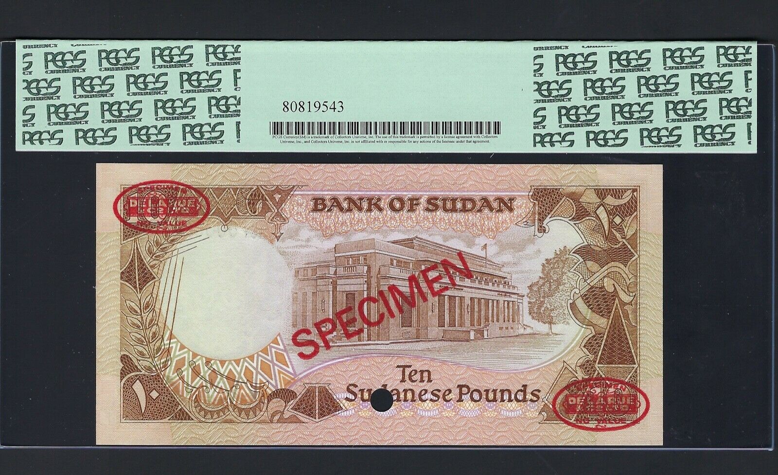  Diagonal red SPECIMEN and DLR oval ovpts front/back; horizontal red SPECIMEN No # ovpt lower left front; all-zero s/n 