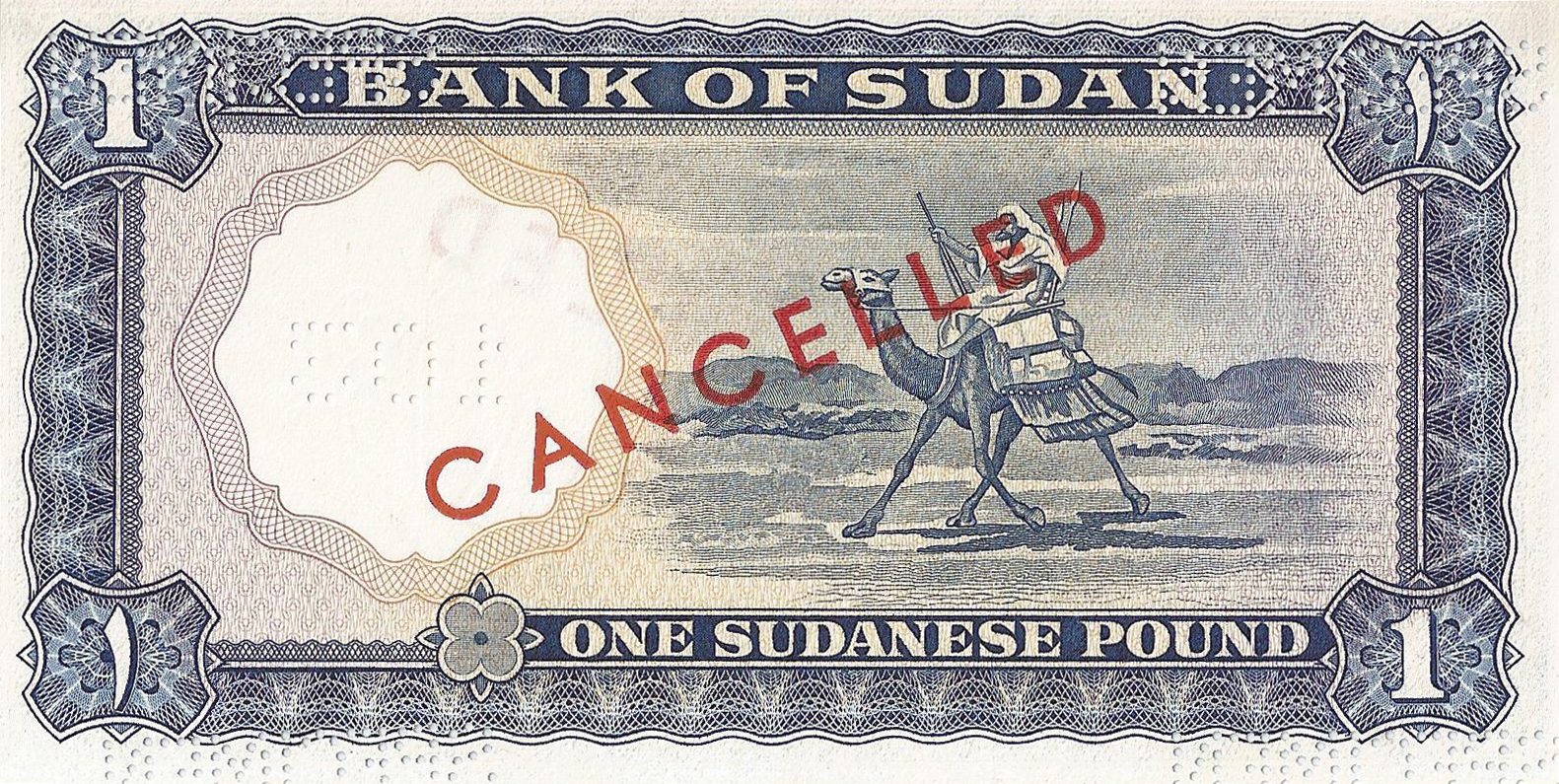  Four horizontal SPECIMEN perfs; horizontal # perf; diagonal red CANCELLED ovpt front/back; all-zero s/n 