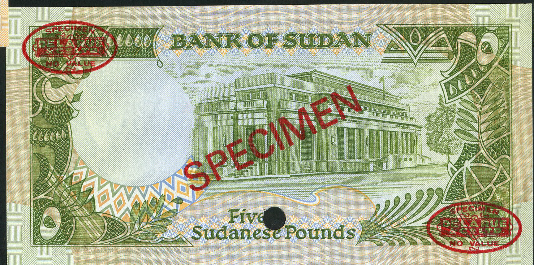  Diagonal red SPECIMEN and DLR oval ovpts front/back; horizontal red SPECIMEN No # ovpt lower left front; all-zero s/n 
