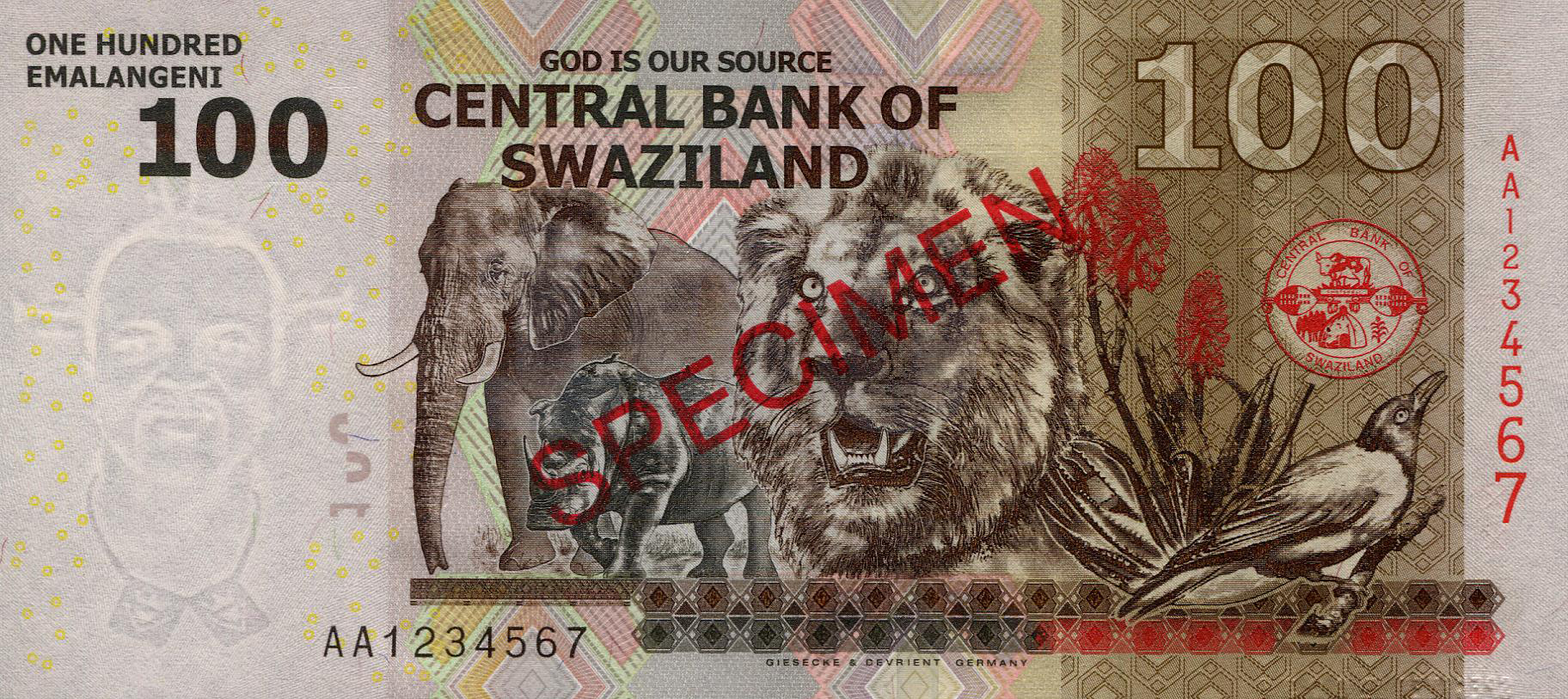  Diagonal red SPECIMEN ovpt front/back; horizontal red SPECIMEN N­O # ovpt lower left front; s/n AA 1234567 