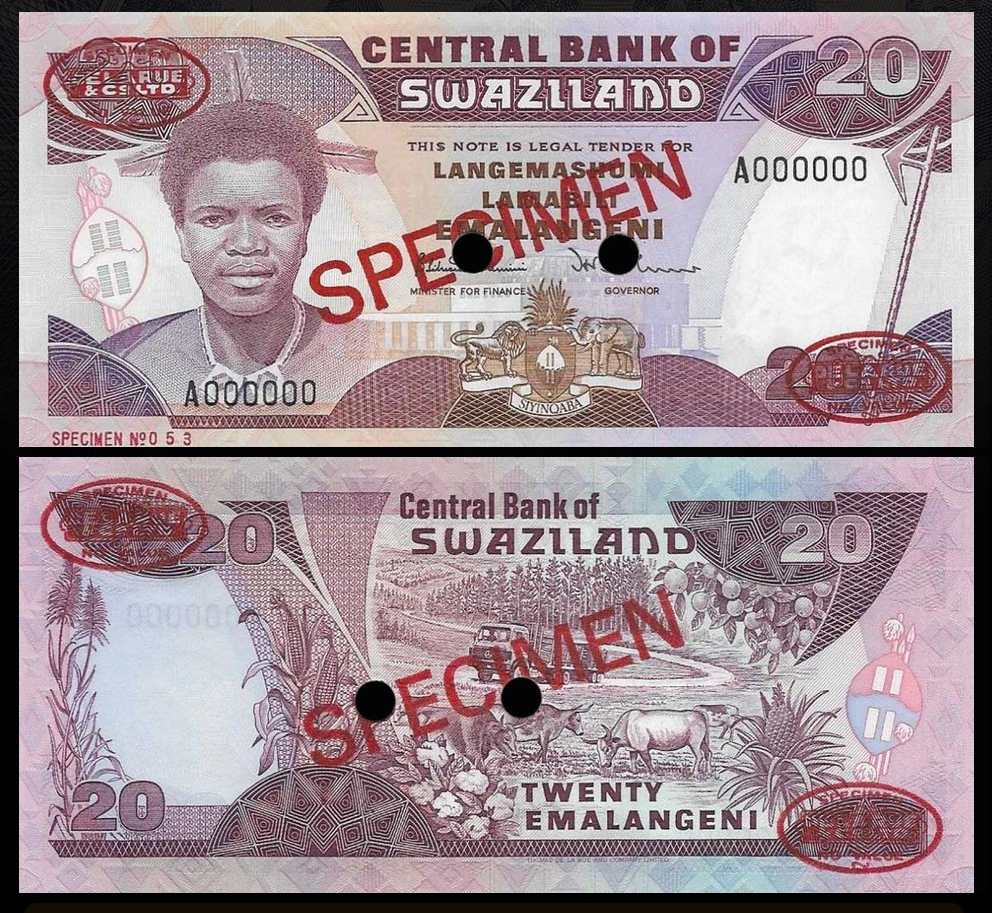  Diagonal red SPECIMEN and DLR oval ovpts front/back; horizontal red SPECIMEN NO # ovpt lower left front; all-zero s/n 