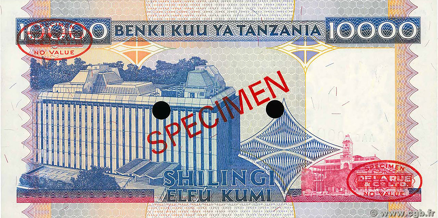  Diagonal red SPECIMEN ovpt front/back; horizontal red SPECIMEN NO # ovpt lower left front; all-zero s/n 