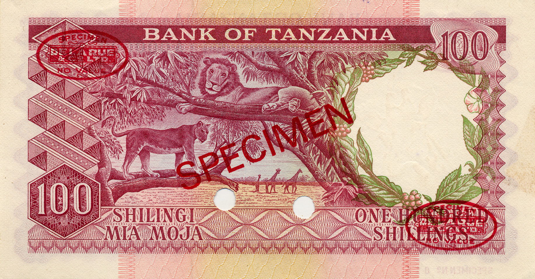  Diagonal red SPECIMEN and DLR oval ovpts; horizontal red SPECIMEN NO # ovpt lower left front; all-zero s/n 