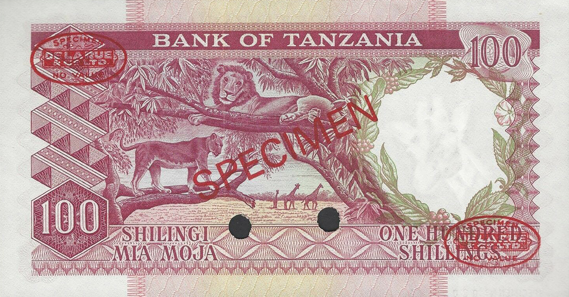  Diagonal red SPECIMEN and DLR oval ovpts; horizontal red SPECIMEN NO # ovpt lower left front; all-zero s/n 