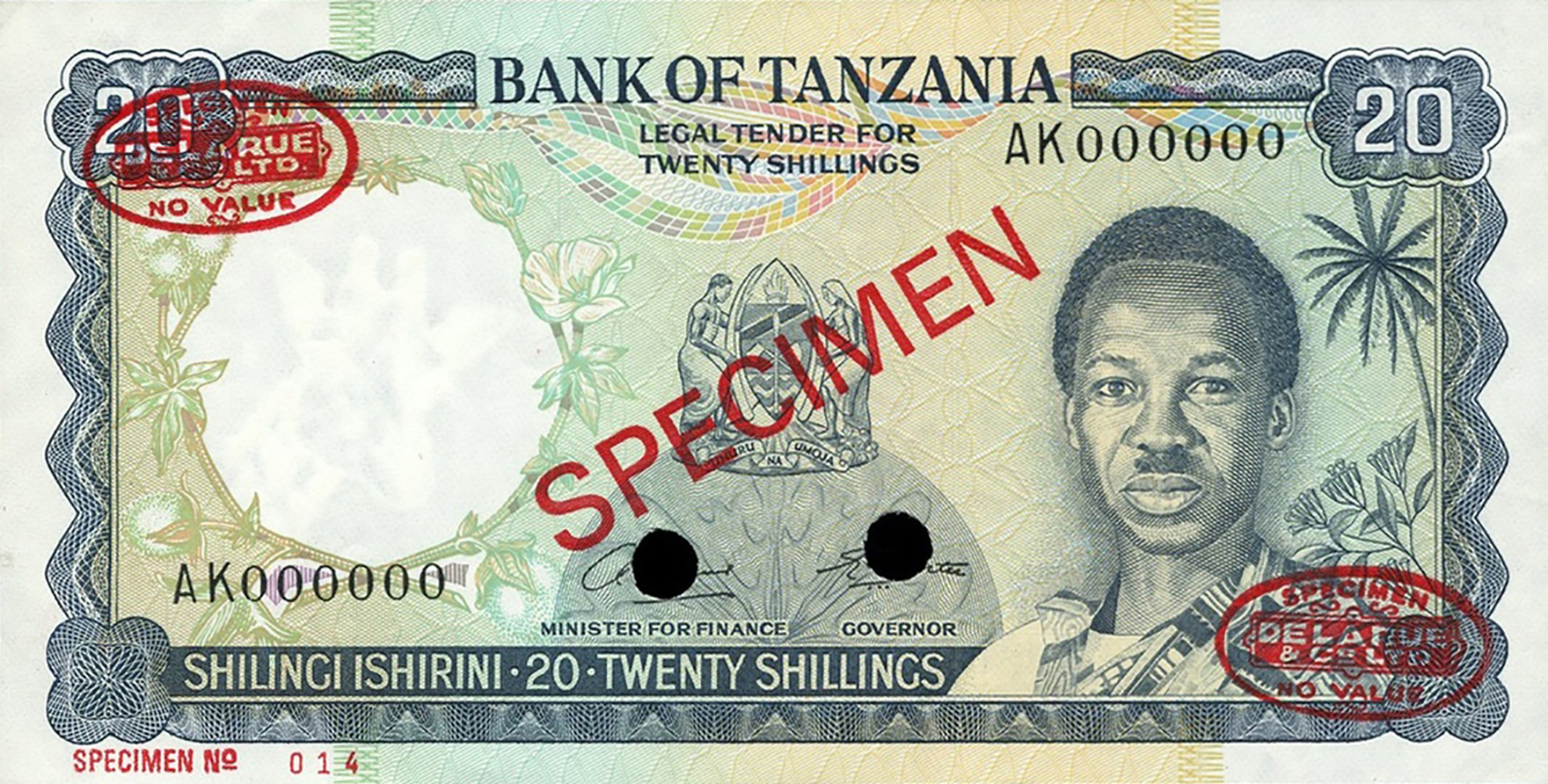  Diagonal red SPECIMEN and DLR oval ovpts; horizontal red SPECIMEN NO # ovpt lower left front; all-zero s/n 