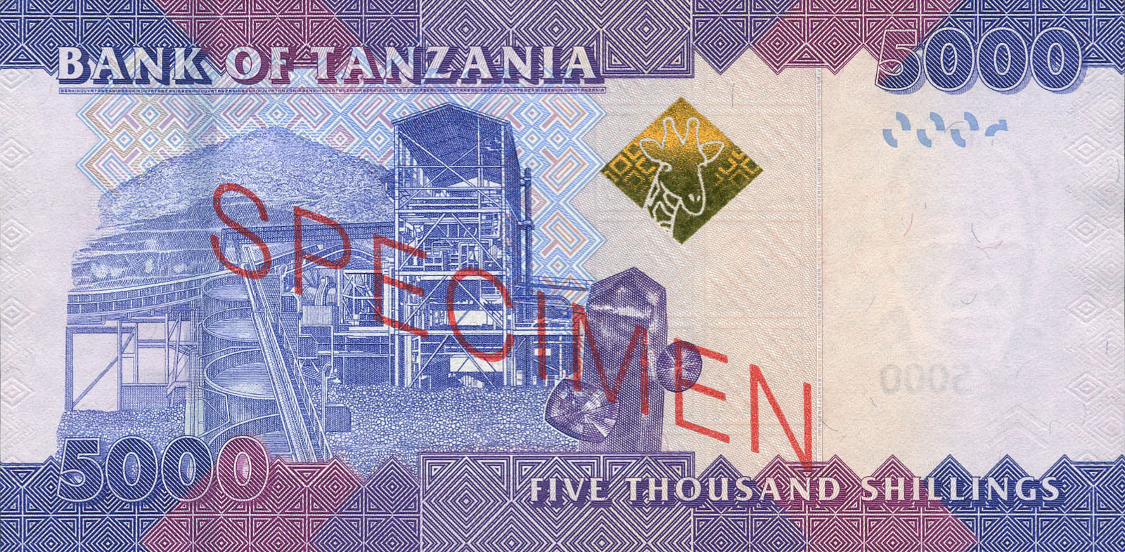  Diagonal red SPECIMEN ovpt front/back; horizontal red # ovpt lower left front; all-zero s/n 