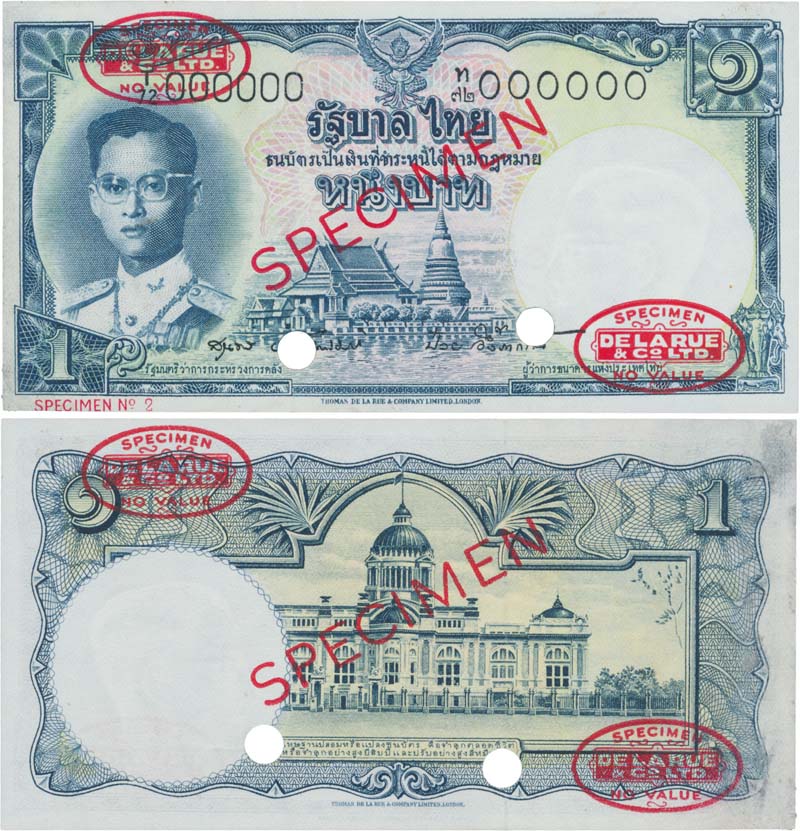  Diagonal red SPECIMEN and DLR oval ovpts front/back; horizontal red SPECIMEN No # ovpt lower left front; all-zero s/n 