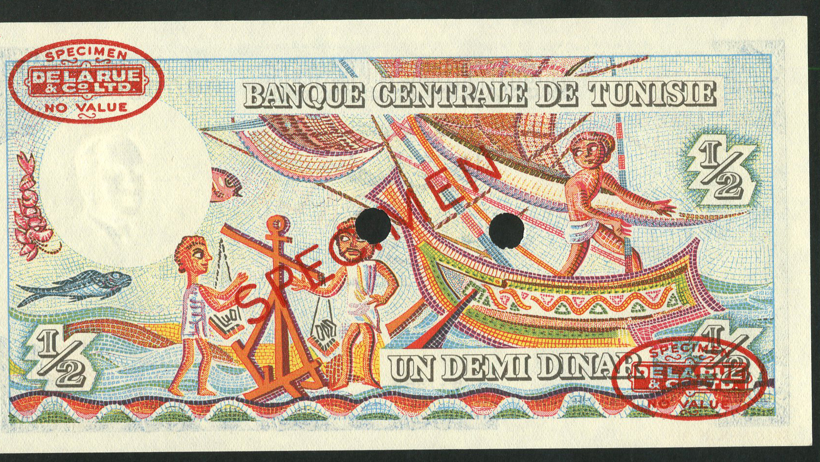  Diagonal red SPECIMEN and DLR oval ovpts; horizontal red SPECIMEN NO # ovpt at lower left; all-zero s/n 