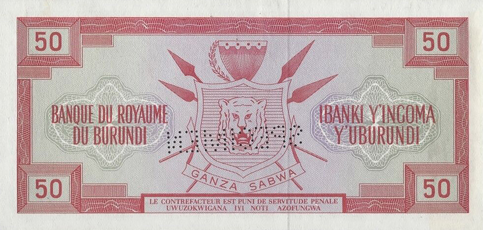  Diagonal SPECIMEN perf; no date; no sig ; no s/n 