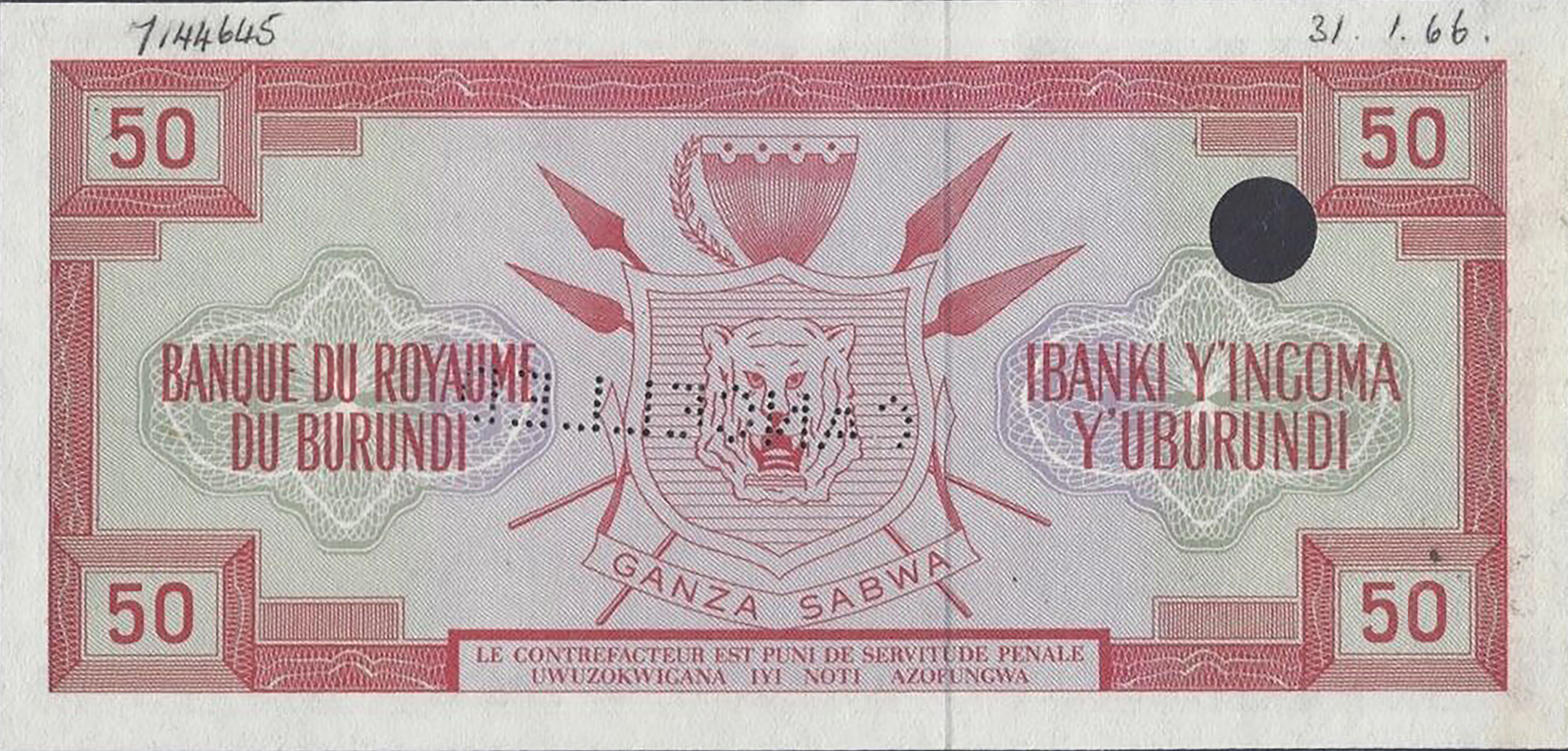  Diagonal CANCELLED perf; no date; no sig ; no s/n 