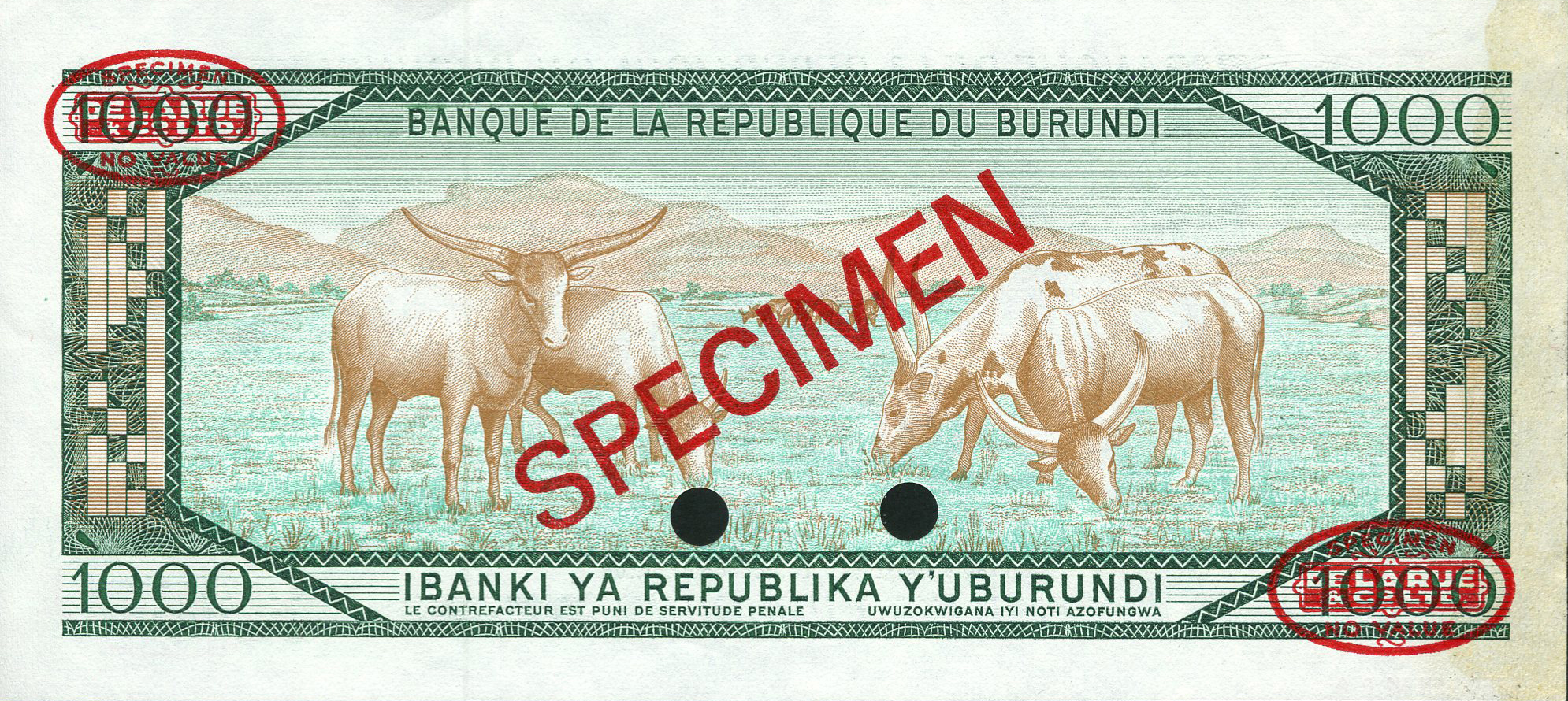  Diagonal red SPECIMEN and DLR oval ovpts front/back; horizontal red SPECIMEN NO # ovpt lower left front; all-zero s/n 