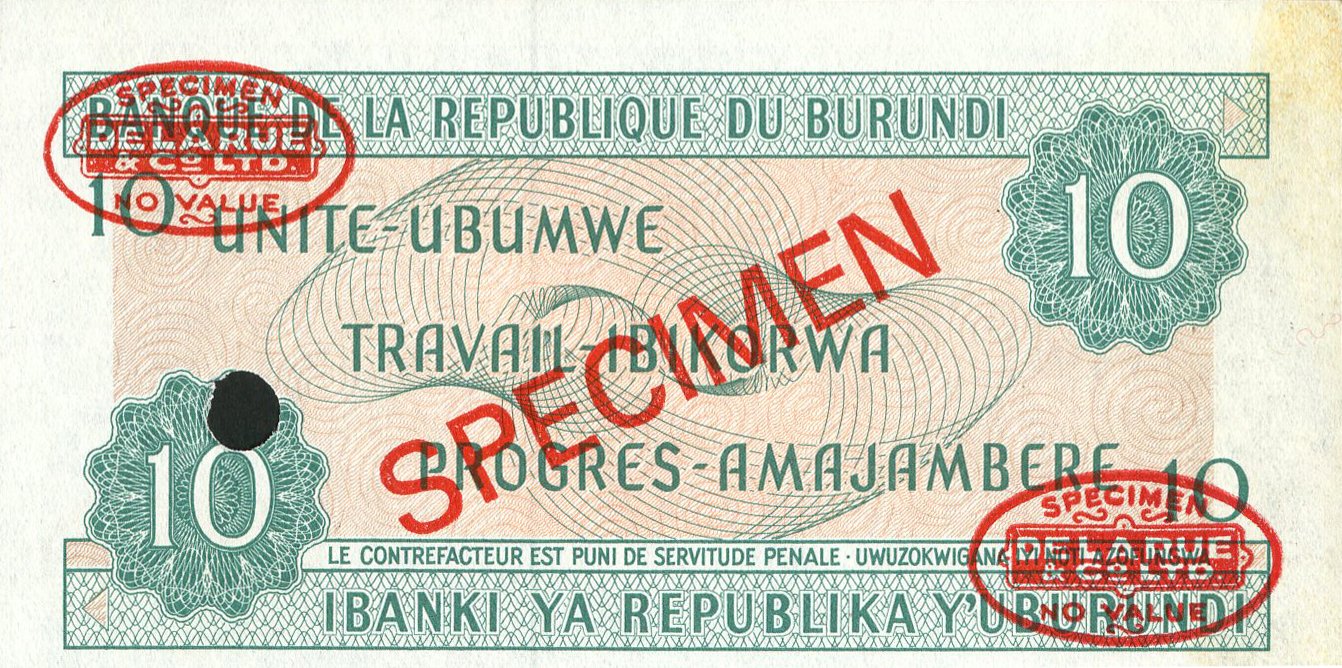  Diagonal red SPECIMEN and DLR oval ovpts front/back; horizontal red SPECIMEN NO # ovpt lower left front; all-zero s/n 