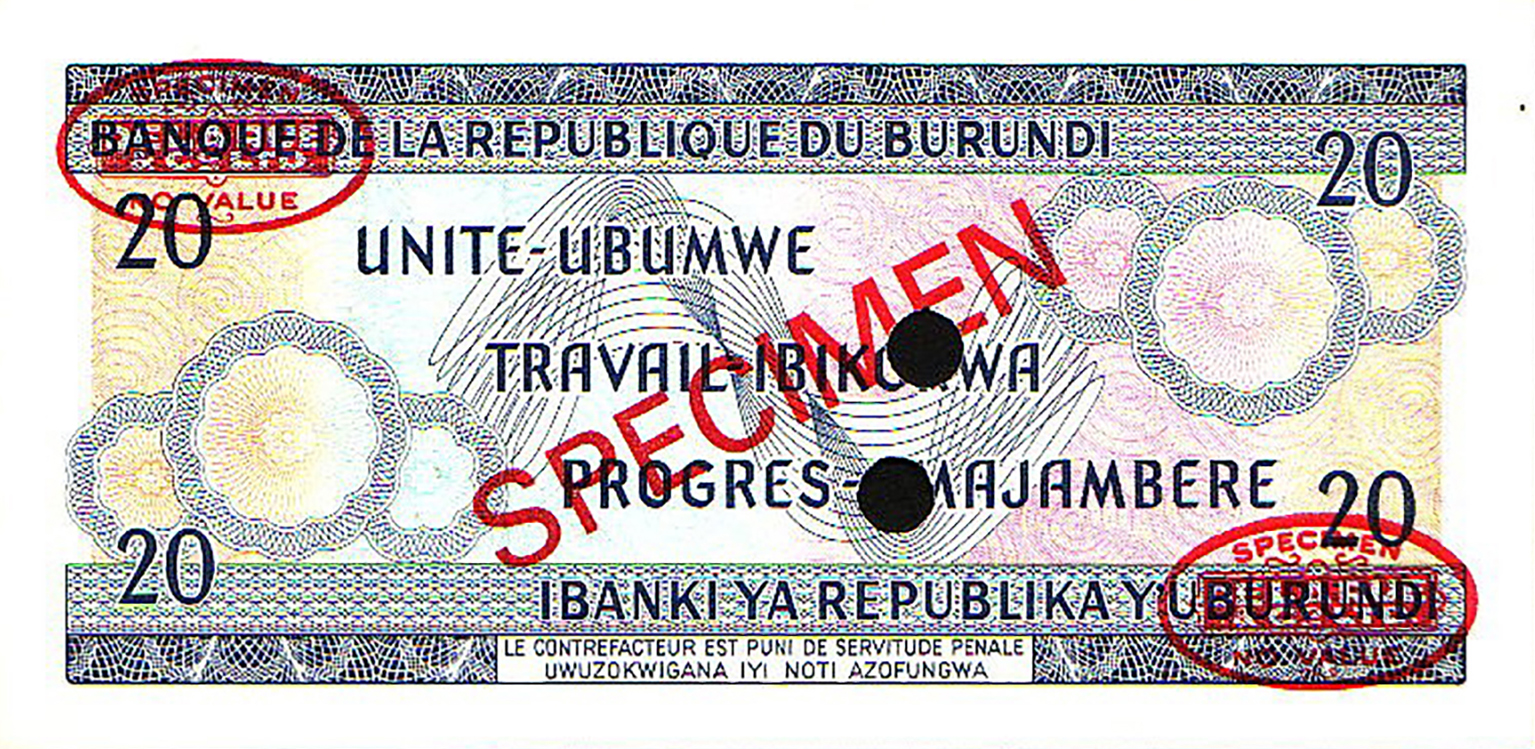  Diagonal red SPECIMEN and DLR oval ovpts front/back; horizontal red SPECIMEN NO # ovpt lower left front; all-zero s/n 