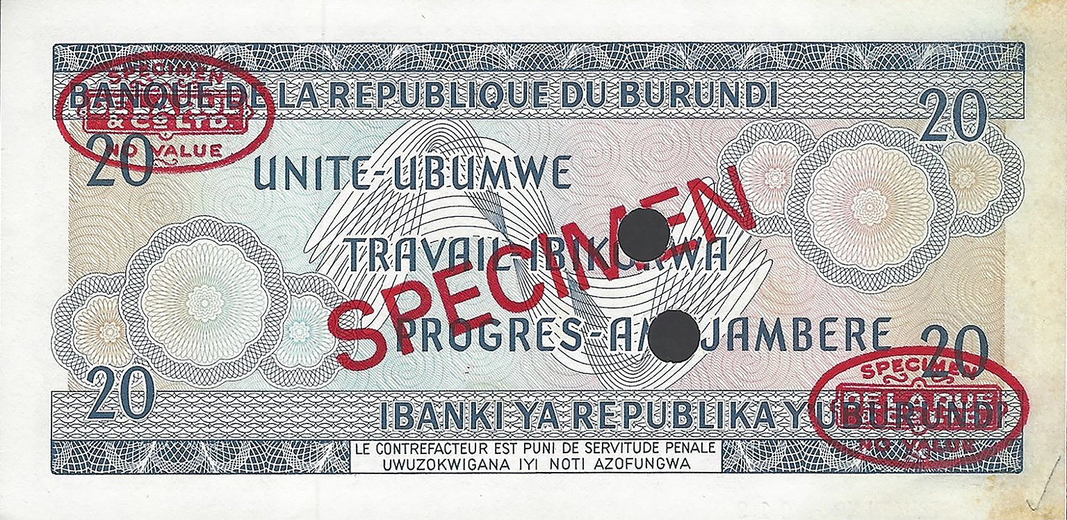  Diagonal red SPECIMEN and DLR oval ovpts front/back; horizontal red SPECIMEN NO # ovpt lower left front; all-zero s/n 