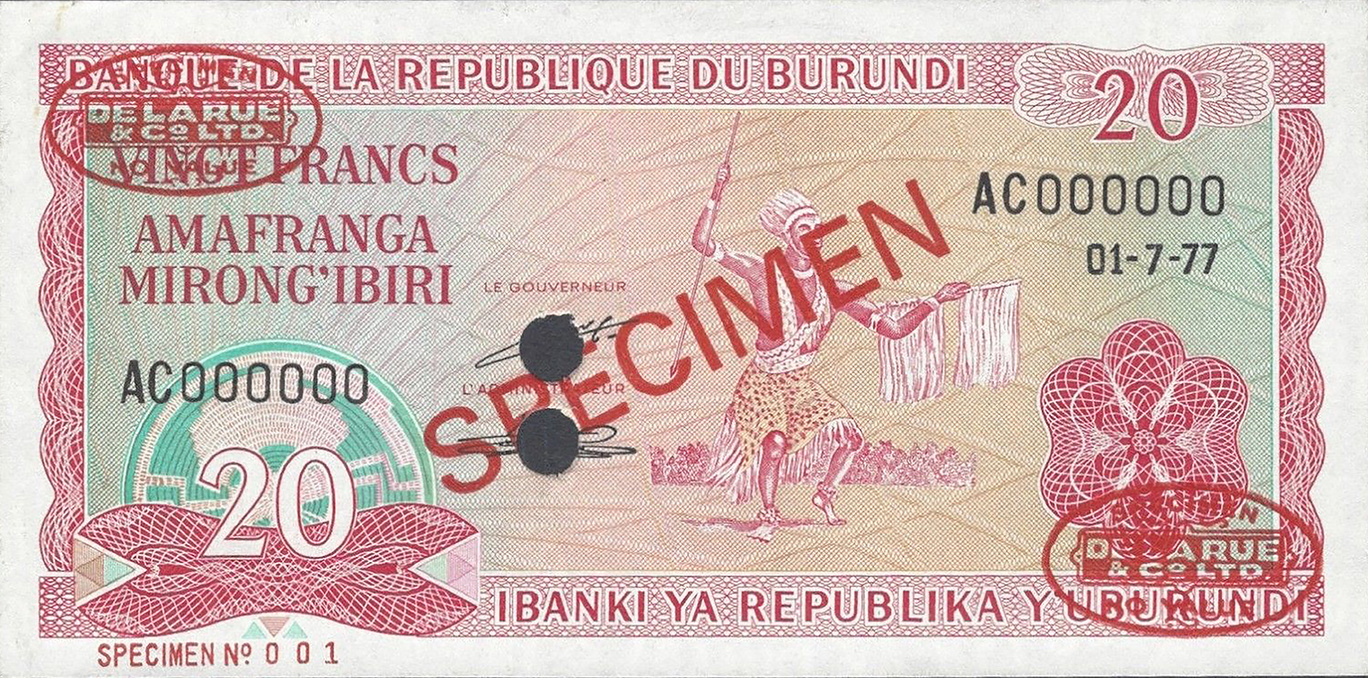  Diagonal red SPECIMEN and DLR oval ovpts front/back; horizontal red SPECIMEN NO # ovpt lower left front; all-zero s/n 