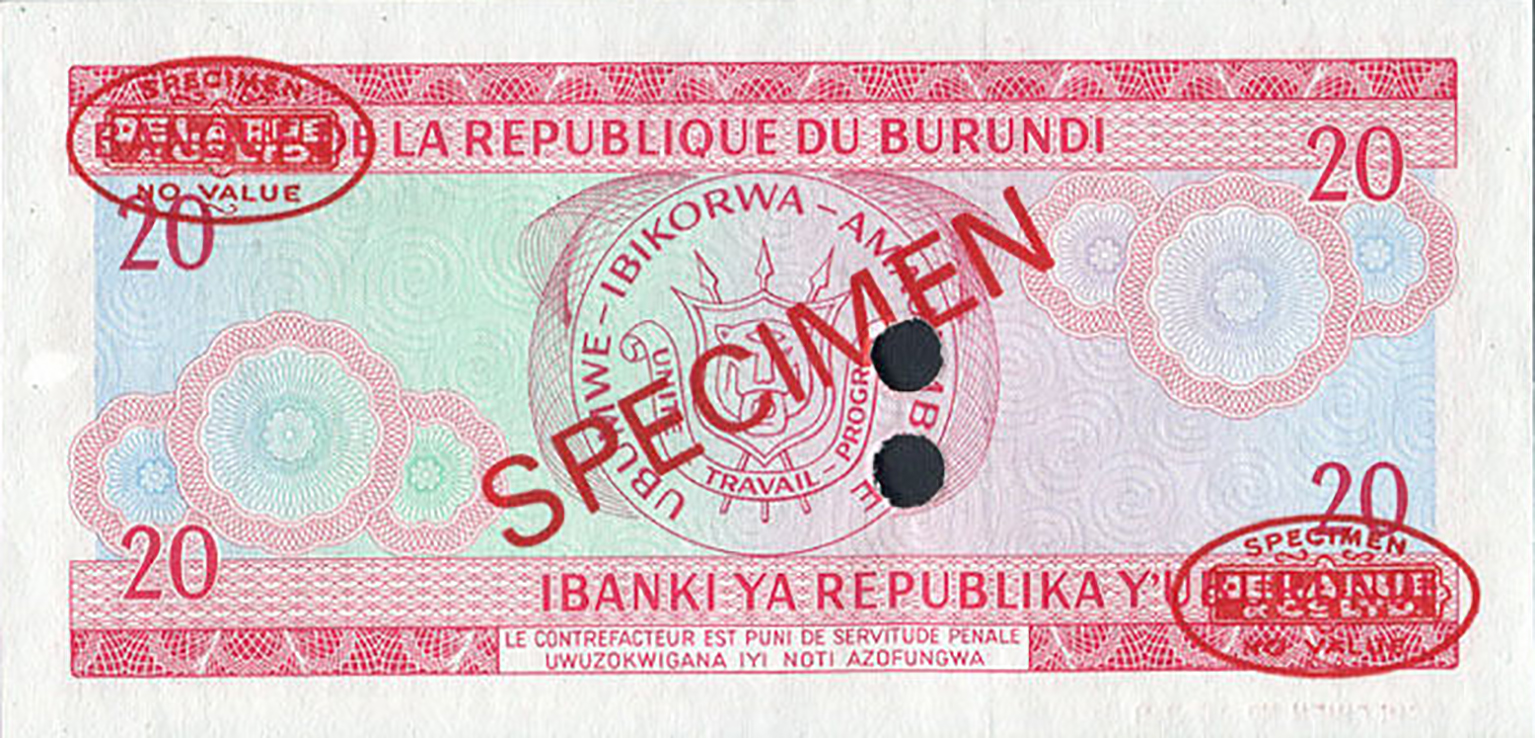  Diagonal red SPECIMEN and DLR oval ovpts front/back; horizontal red SPECIMEN NO # ovpt lower left front; all-zero s/n 