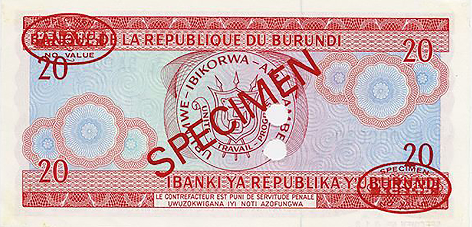  Diagonal red SPECIMEN and DLR oval ovpts front/back; horizontal red SPECIMEN NO # ovpt lower left front; all-zero s/n 