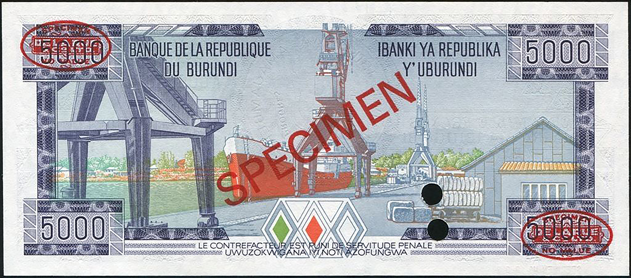  Diagonal red SPECIMEN and DLR oval ovpts front/back; horizontal red SPECIMEN NO # ovpt lower left front; all-zero s/n 