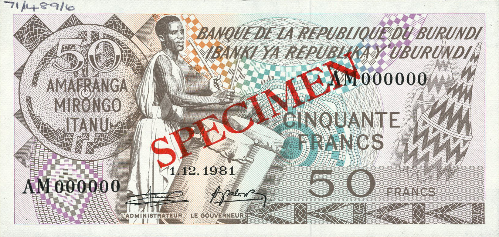  Diagonal red SPECIMEN ovpt front/back; horizontal red # ovpt upper left back; all-zero s/n 