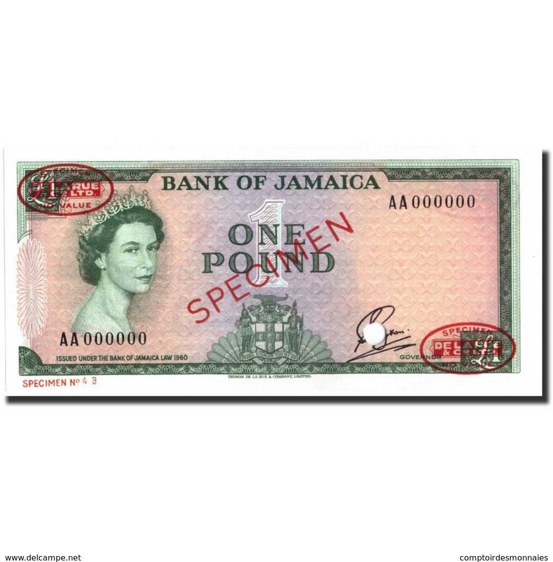  Diagonal red SPECIMEN and DLR oval ovpts; horizontal red SPECIMEN NO # ovpt lower left; all-zero s/n 