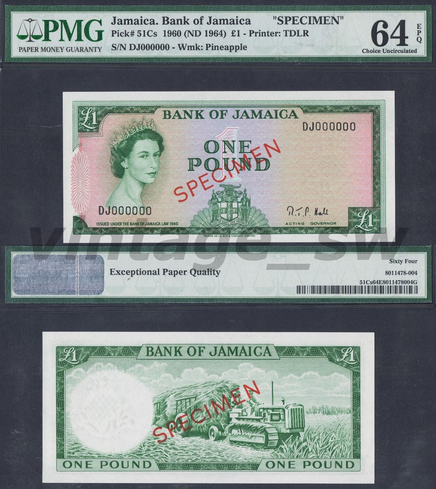  Diagonal red SPECIMEN ovpt front/back; all-zero s/n 