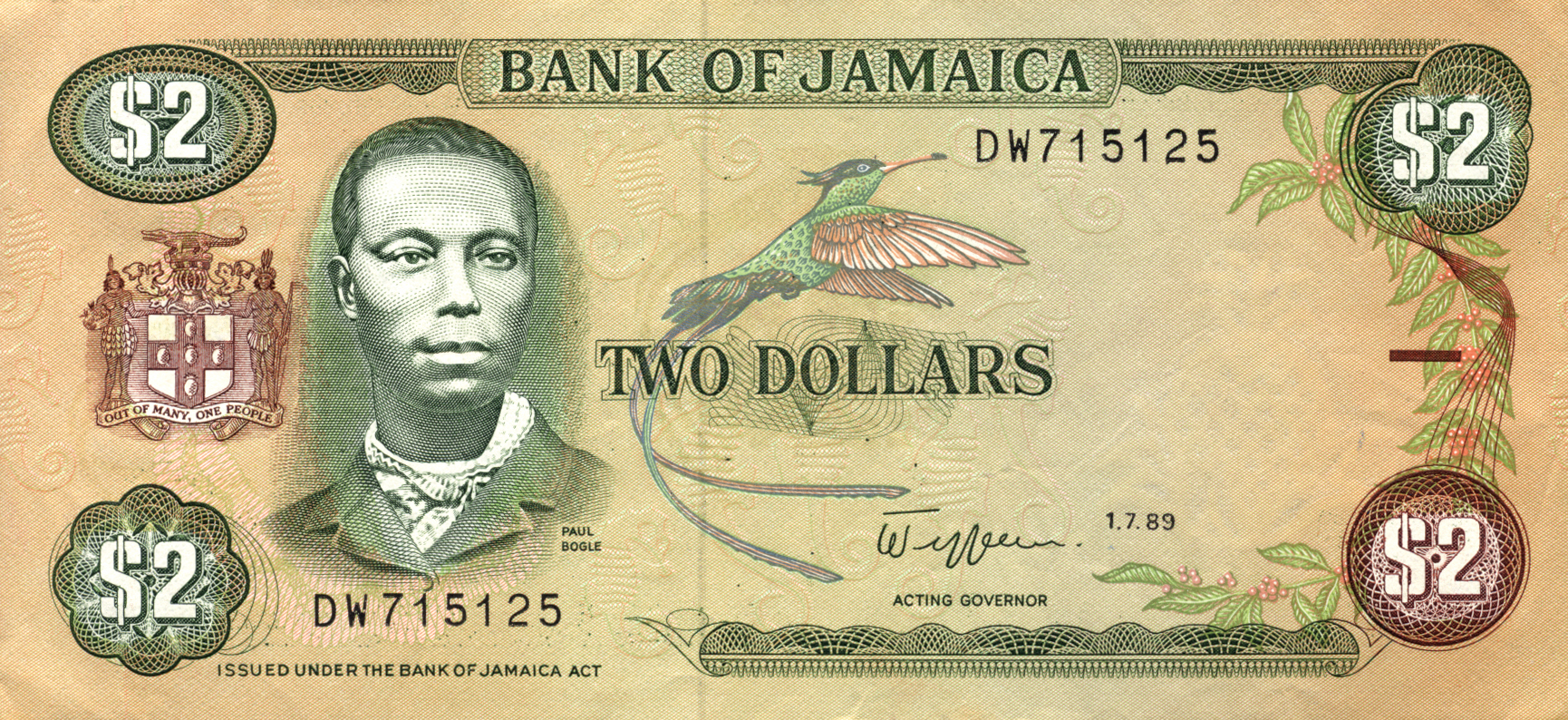  1 7 89 Sig 5: Jefferson Solid security thread with printed JAMAICA Prefix DP - ET 