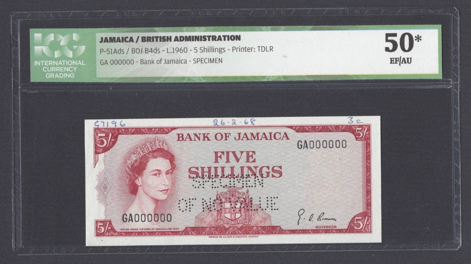  Horizontal SPECIMEN / OF NO VALUE perf; all-zero s/n 