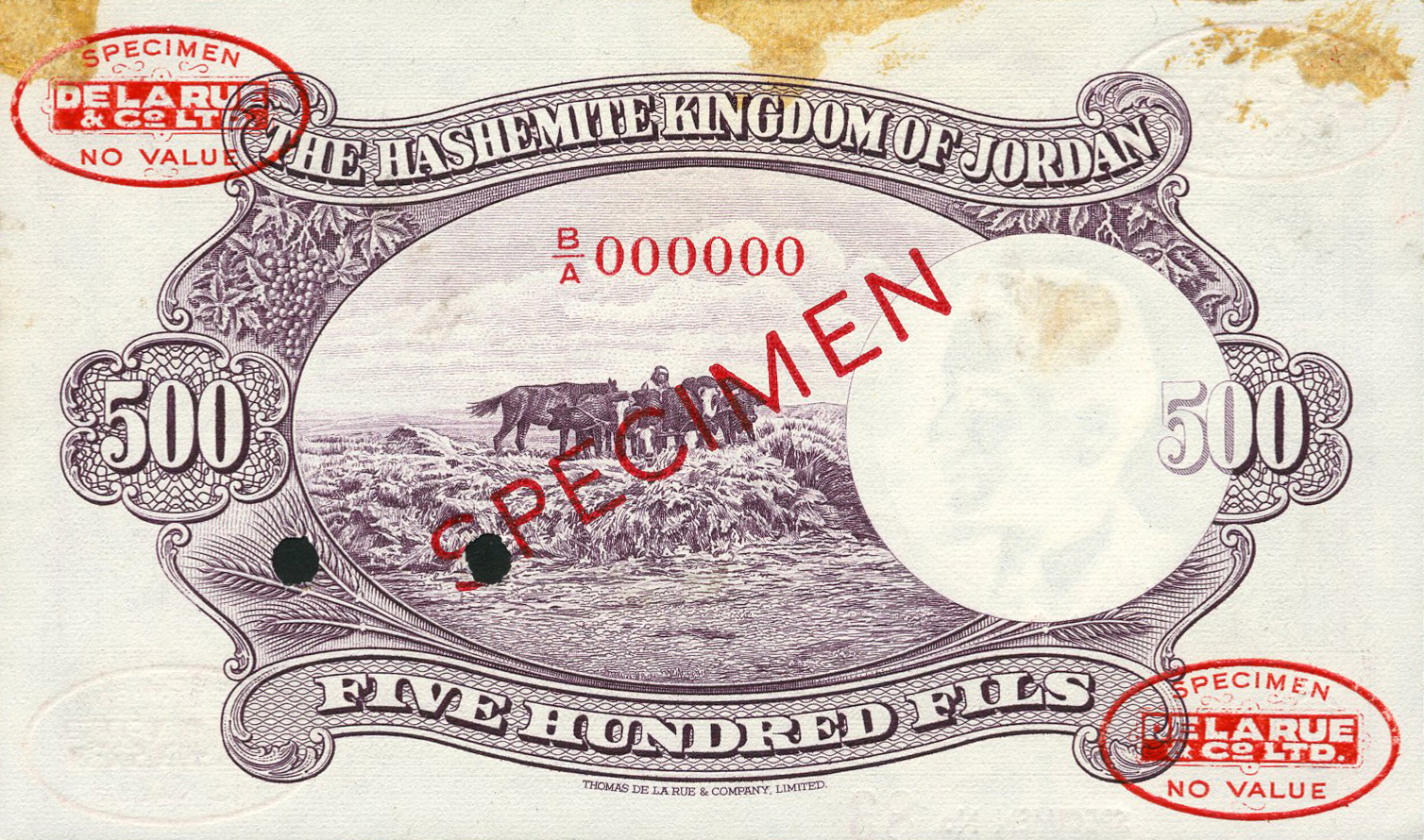  Diagonal red SPECIMEN and DLR oval ovpts; horizontal red SPECIMEN NO # ovpt lower left; all-zero s/n 