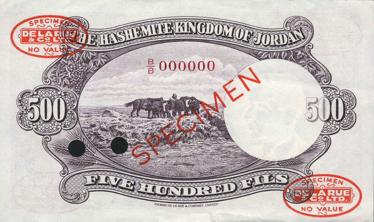  Diagonal red SPECIMEN and DLR oval ovpts; horizontal red SPECIMEN NO # ovpt lower left; all-zero s/n 